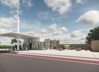 voorlopig ontwerp gemaakt voor het Caltex tankstation